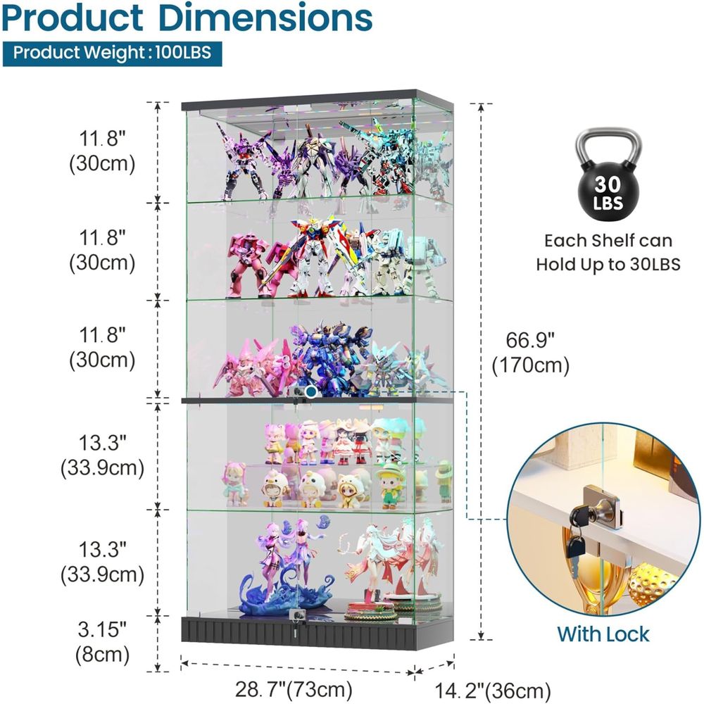 LED-Illuminated 5-Tier Lockabl - Collectible Collection ulasan dan harga