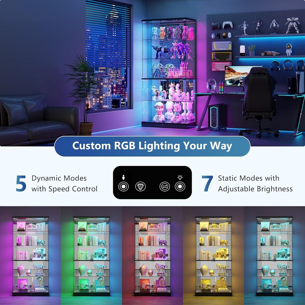 LED-Illuminated 5-Tier Lockabl - Collectible Collection ulasan dan harga