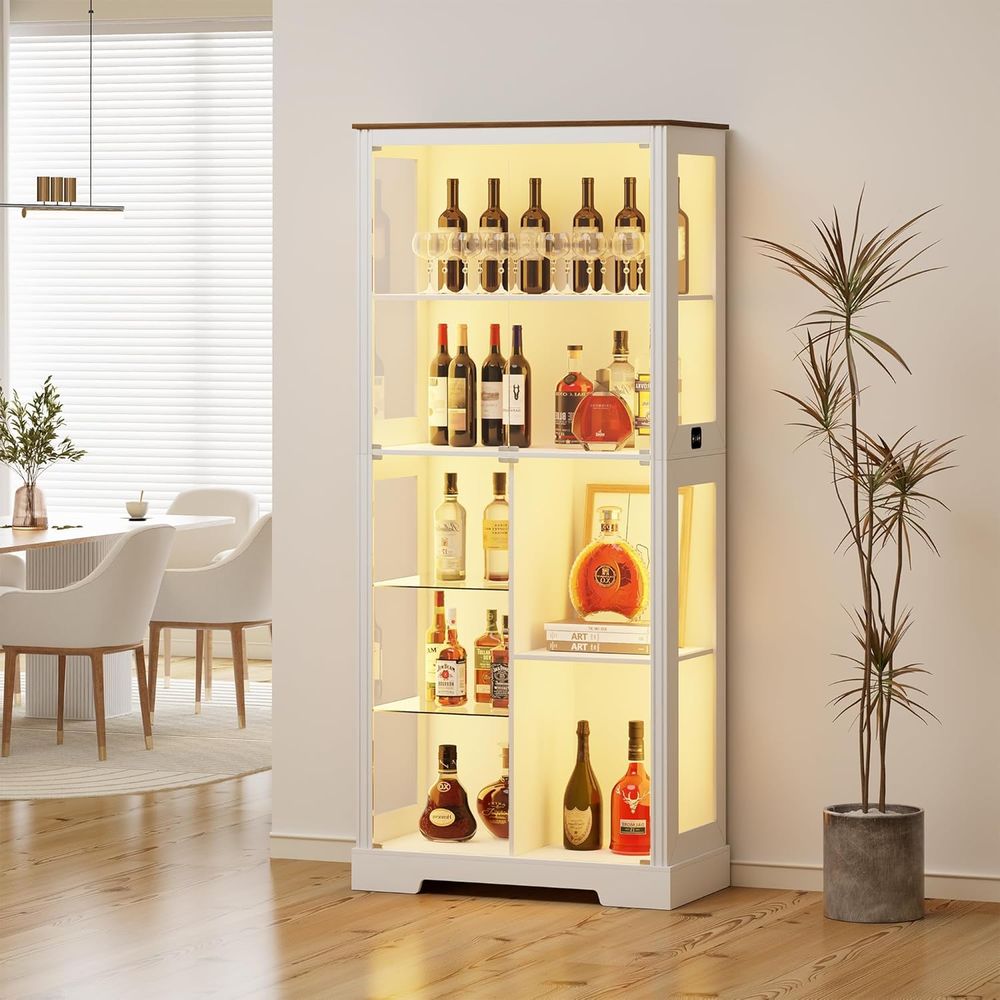 7-Tier Glass Display Cabinet w - Collectible Collection ulasan dan harga