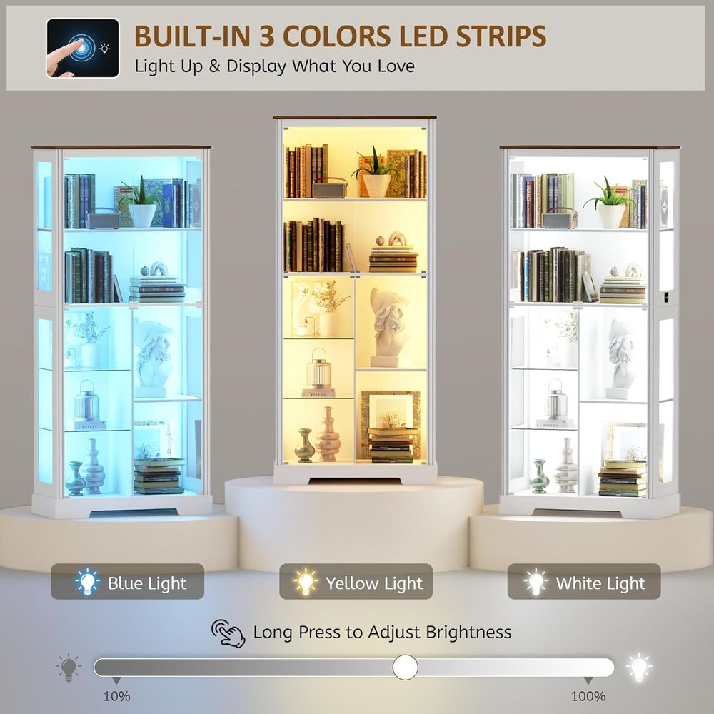 7-Tier Glass Display Cabinet w - Collectible Collection ulasan dan harga