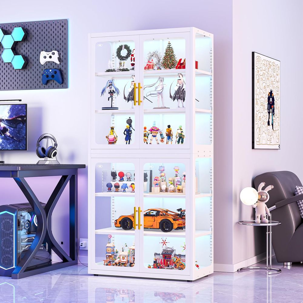 68 White Glass Display Cabinet - Collectible Collection ulasan dan harga