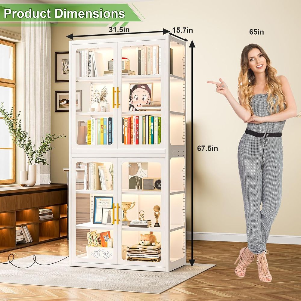 68 White Glass Display Cabinet - Collectible Collection ulasan dan harga