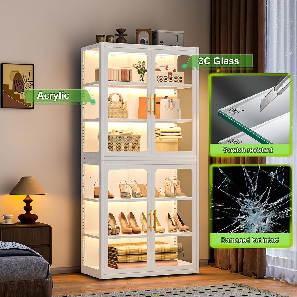 68 White Glass Display Cabinet - Collectible Collection ulasan dan harga
