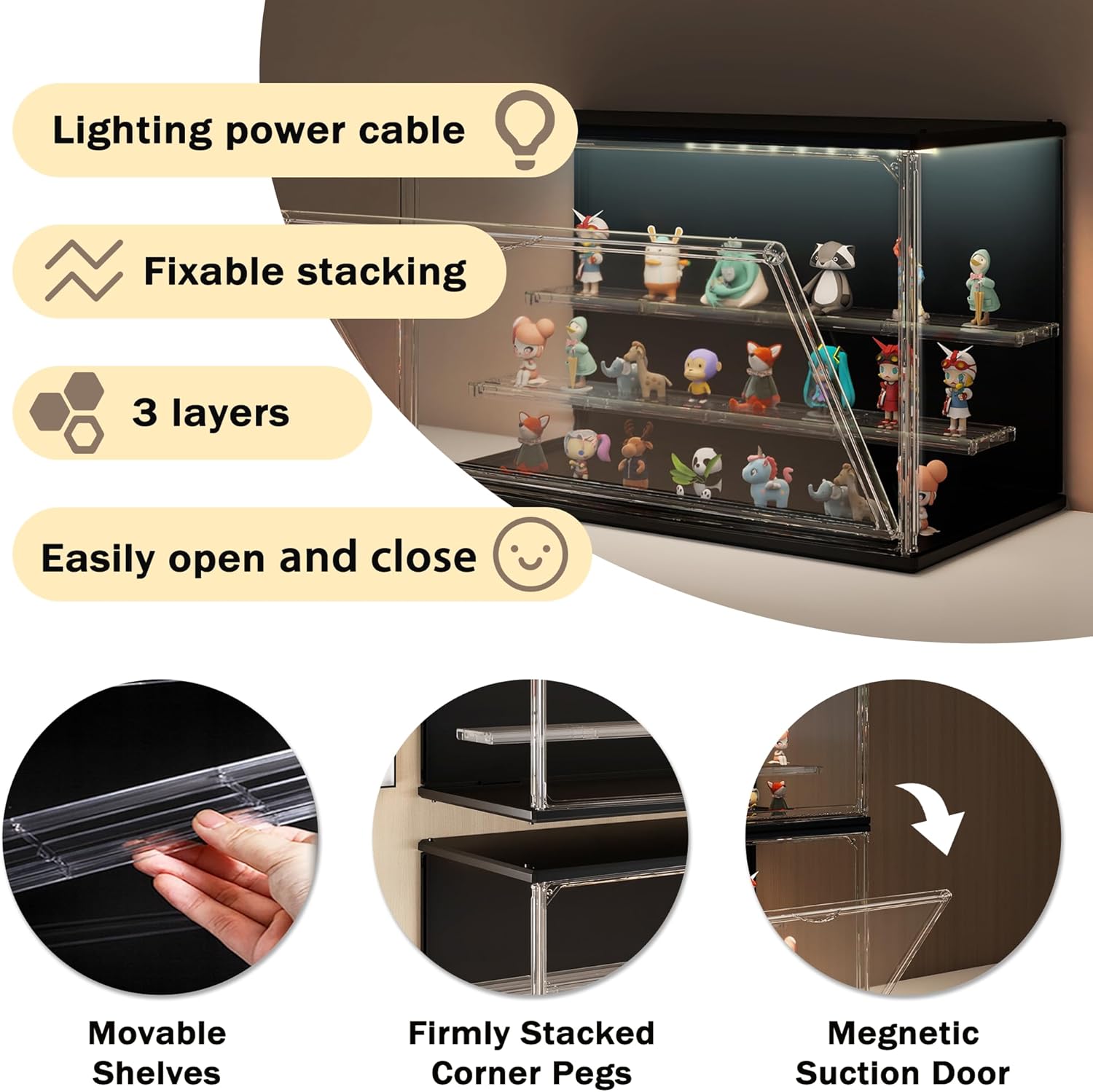 3-Tier Stackable LED Display C - Collectible Collection ulasan dan harga